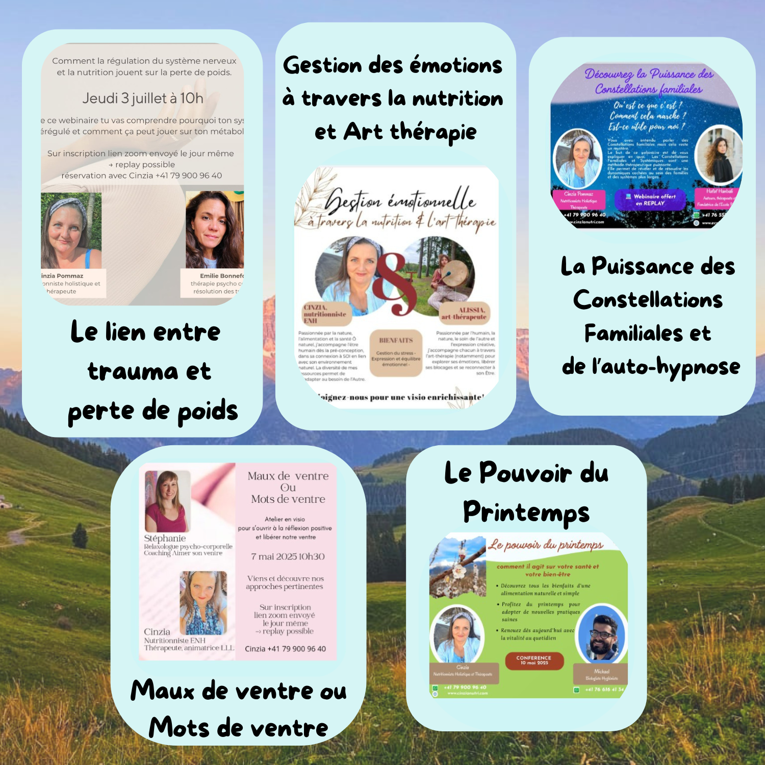Affiche 5 webinaires webinaires nutrition santé Cinzia